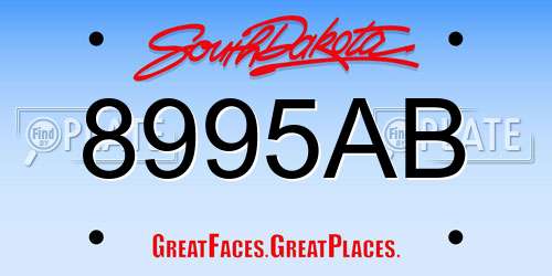 8995AB South Dakota License Plate