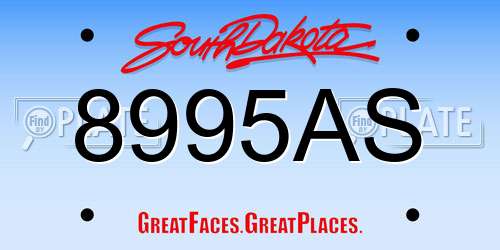8995AS South Dakota License Plate