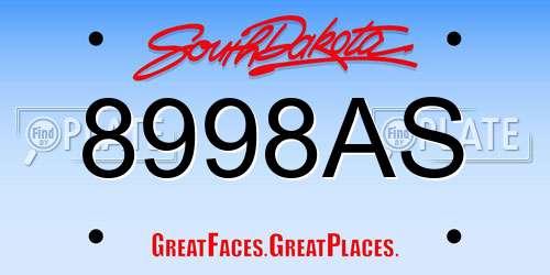 8998AS South Dakota License Plate