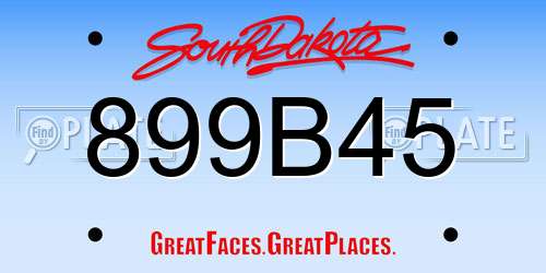 899B45 South Dakota License Plate