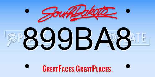 899BA8 South Dakota License Plate