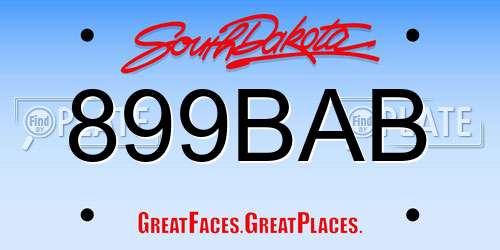 899BAB South Dakota License Plate