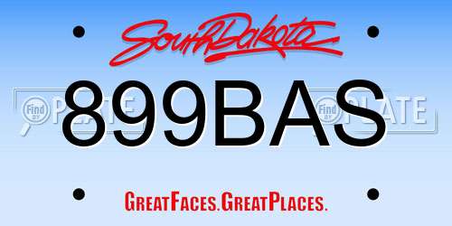 899BAS South Dakota License Plate