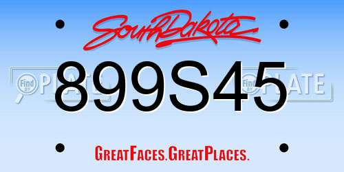 899S45 South Dakota License Plate