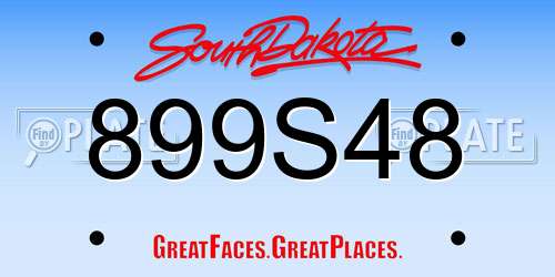 899S48 South Dakota License Plate