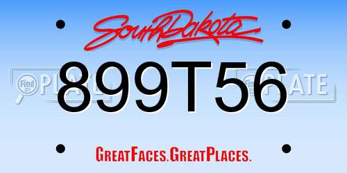 899T56 South Dakota License Plate