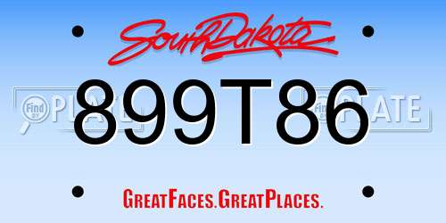 899T86 South Dakota License Plate