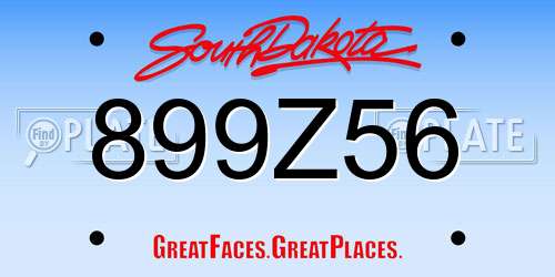 899Z56 South Dakota License Plate