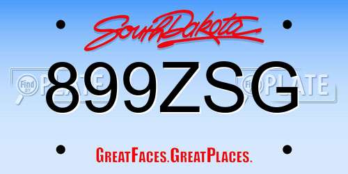 899ZSG South Dakota License Plate