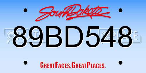89BD548 South Dakota License Plate