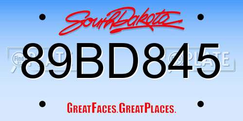 89BD845 South Dakota License Plate