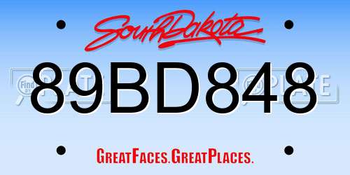 89BD848 South Dakota License Plate