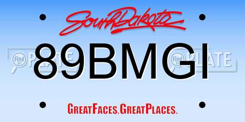 89BMGI South Dakota License Plate