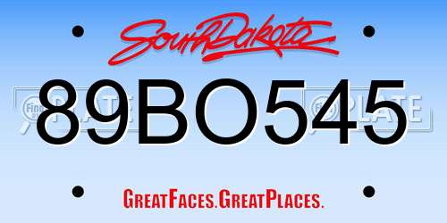 89BO545 South Dakota License Plate
