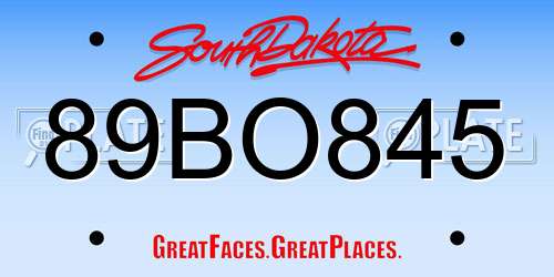 89BO845 South Dakota License Plate