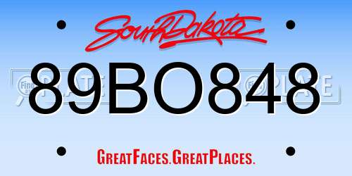 89BO848 South Dakota License Plate
