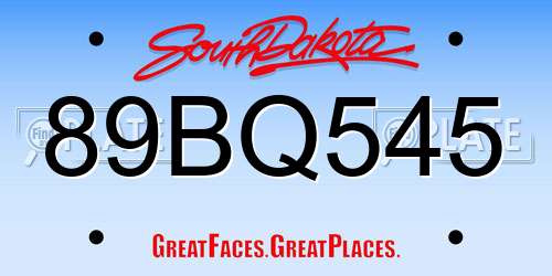 89BQ545 South Dakota License Plate