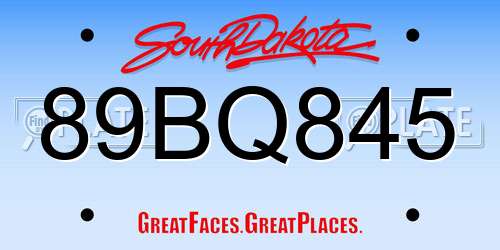 89BQ845 South Dakota License Plate