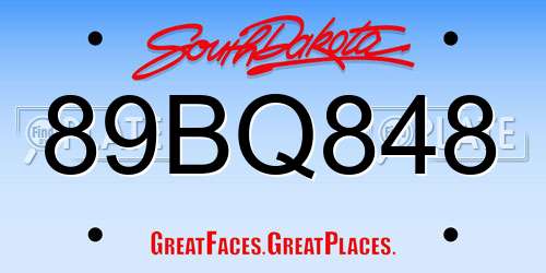 89BQ848 South Dakota License Plate