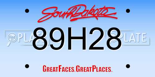 89H28 South Dakota License Plate