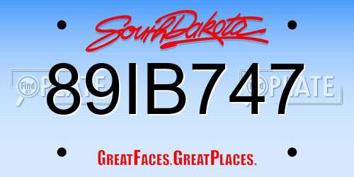 89IB747 South Dakota License Plate