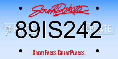 89IS242 South Dakota License Plate