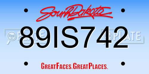 89IS742 South Dakota License Plate
