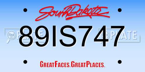 89IS747 South Dakota License Plate
