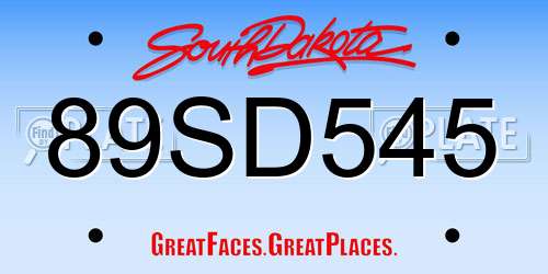 89SD545 South Dakota License Plate