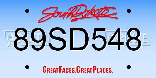 89SD548 South Dakota License Plate
