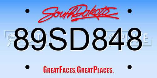 89SD848 South Dakota License Plate