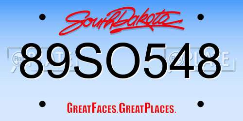 89SO548 South Dakota License Plate