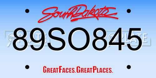 89SO845 South Dakota License Plate