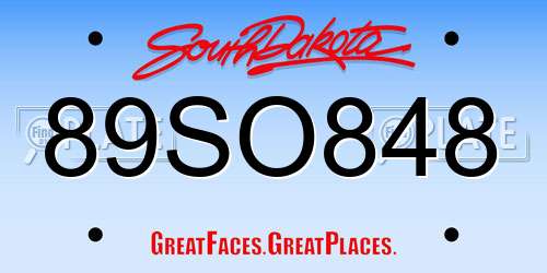 89SO848 South Dakota License Plate