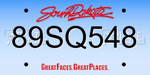 89SQ548 South Dakota License Plate