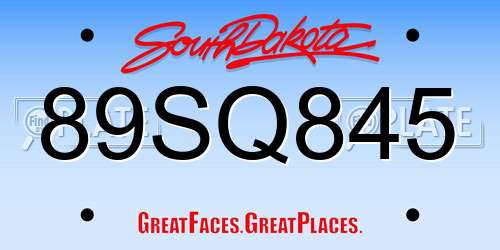 89SQ845 South Dakota License Plate
