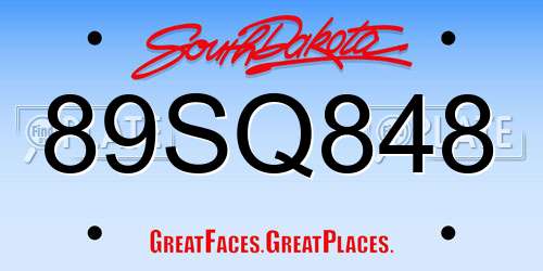 89SQ848 South Dakota License Plate