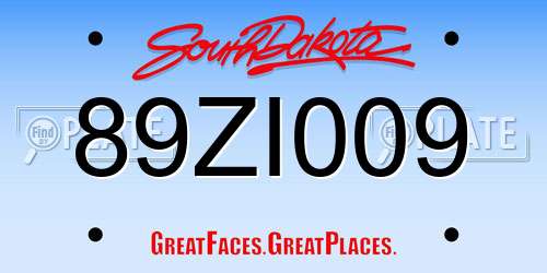89ZI009 South Dakota License Plate