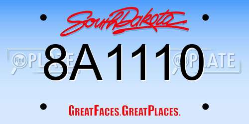 8A1110 South Dakota License Plate
