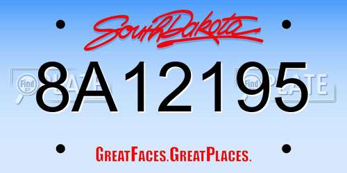 8A12195 South Dakota License Plate