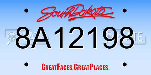 8A12198 South Dakota License Plate