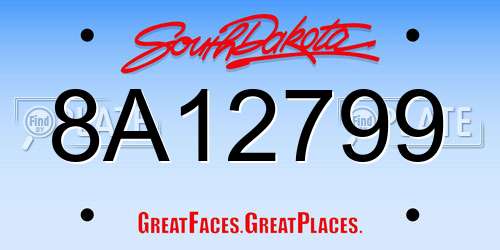 8A12799 South Dakota License Plate