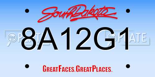 8A12G1 South Dakota License Plate