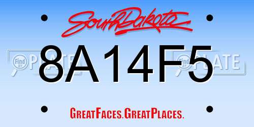8A14F5 South Dakota License Plate