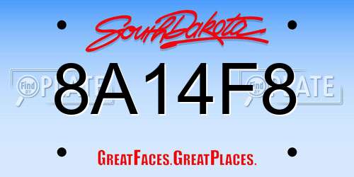 8A14F8 South Dakota License Plate