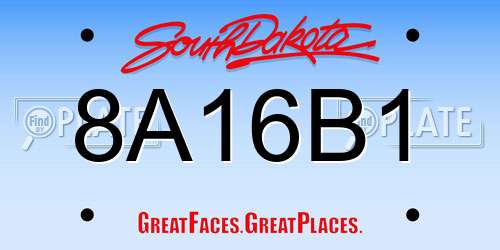 8A16B1 South Dakota License Plate