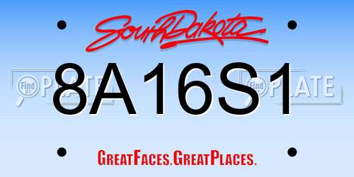 8A16S1 South Dakota License Plate