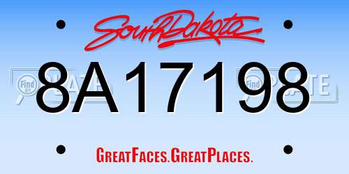 8A17198 South Dakota License Plate