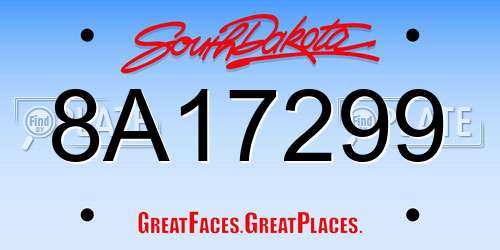 8A17299 South Dakota License Plate
