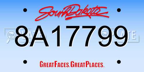 8A17799 South Dakota License Plate